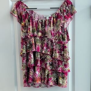 Dress Barn Vibrant Zigzag Ruffle Blouse